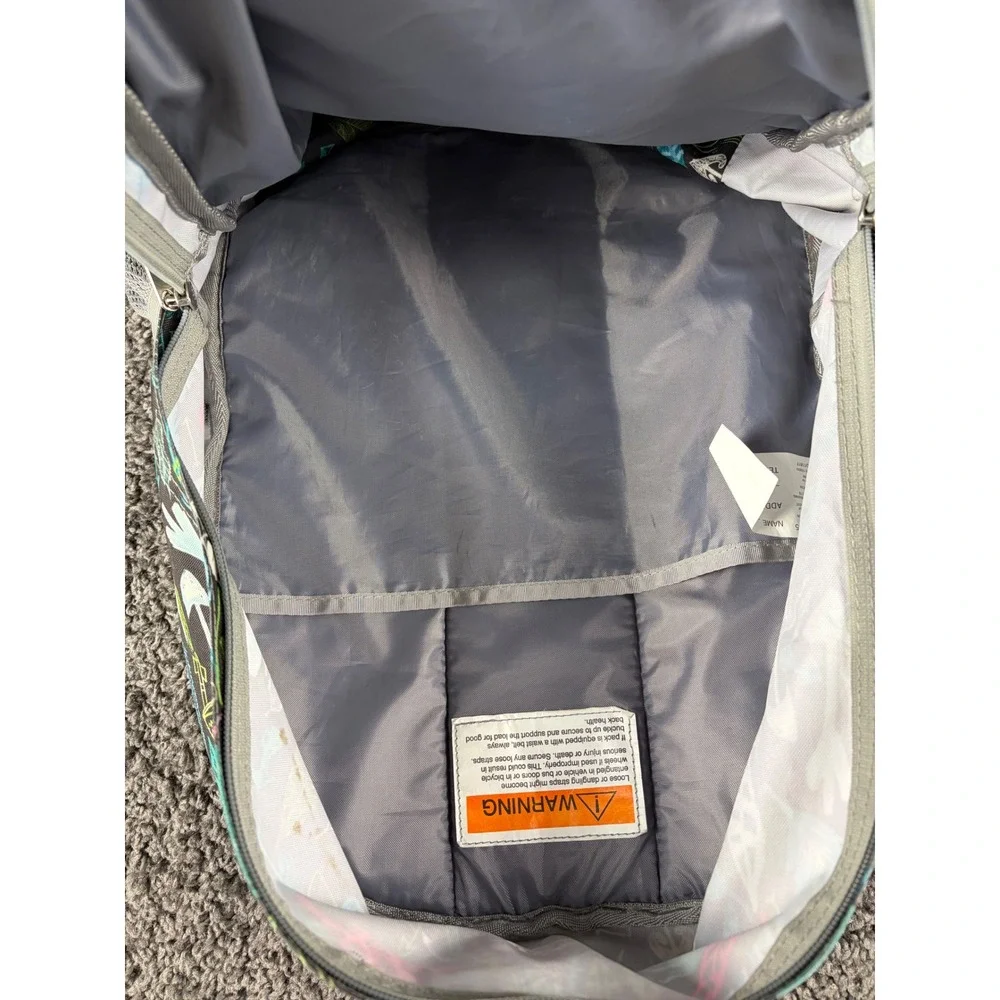 LL Bean Deluxe Book Pack Backpack Black Multi Feather Arrow Print School Bag